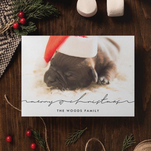 手書きモダンスクリプトメリークリスマスフォト シーズンカード