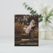 手書きモダンスクリプト写真の結婚取り外し 案内ポストカード (スタンド正面)