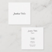 手書きモダンスクリプト名テンプレートトレンディー スクエア名刺 (正面/裏面)