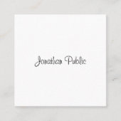 手書きモダンスクリプト名テンプレートトレンディー スクエア名刺 (正面)