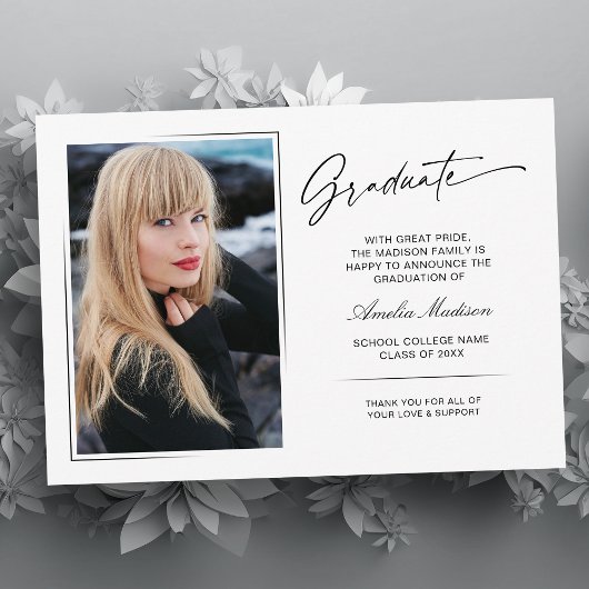 手書きモダンスクリプト大学院2写真 案内状