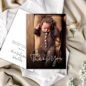 手書きモダンスクリプト赤ちゃんシャワー写真 サンキューカード