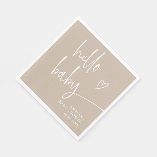 手書きモダンスクリプト赤ちゃんシャワー スタンダードランチョンナプキン (角)