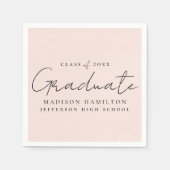 手書きモダンスクリプト赤面の卒業 スタンダードカクテルナプキン (正面)