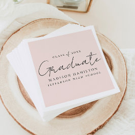 手書きモダンスクリプト赤面の卒業 スタンダードカクテルナプキン