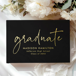 手書きモダンスクリプト黒写真卒業 ゲストブック