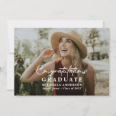 手書きモダンスクリプト2写真の卒業 案内状 (正面)