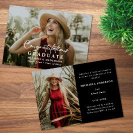 手書きモダンスクリプト2写真の卒業 案内状