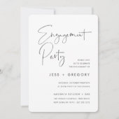 手書きモダンスミニマルクリプト婚約パーティ 招待状 (正面)