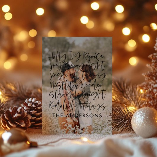 手書きモダンタイポグラフィホリデーフォトカード