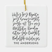 手書きモダンタイポグラフィホリデーフォトカード セラミックオーナメント (正面)
