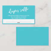 手書きモダンターコイズおむつラッフルチケット エンクロージャーカード (正面/裏面)