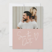 手書きモダンダスティピンクの写真の日付を保存 セーブザデート (正面)