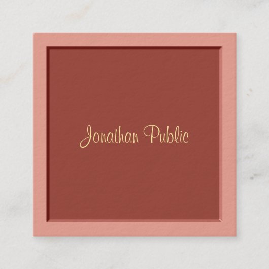 手書きモダンテンプレートプロフェッショナルエレガント スクエア名刺 (正面)