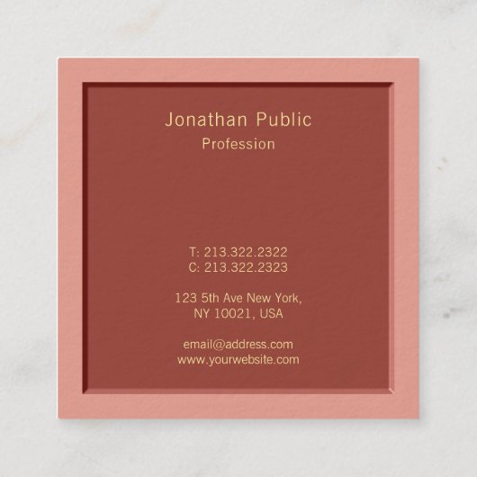 手書きモダンテンプレートプロフェッショナルエレガント スクエア名刺 (裏面)