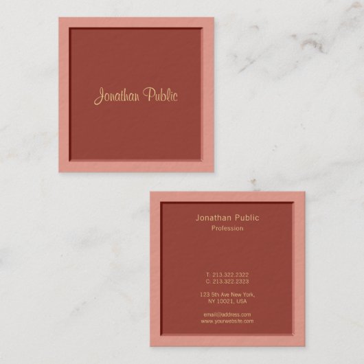 手書きモダンテンプレートプロフェッショナルエレガント スクエア名刺 (正面/裏面)