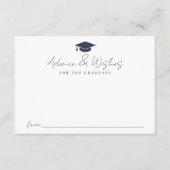 手書きモダンネイビースクリプト卒業アドバイス エンクロージャーカード (正面)