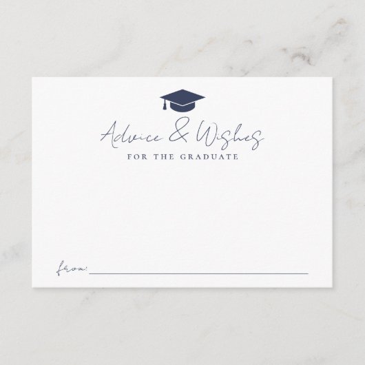 手書きモダンネイビースクリプト卒業アドバイス エンクロージャーカード (正面)