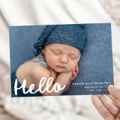 手書きモダンハローフォトコラージュ誕生 案内状