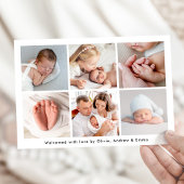 手書きモダンハローフォトコラージュ誕生 案内状