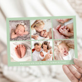 手書きモダンハローミントフォトコラージュ誕生 案内状