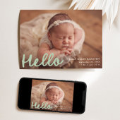 手書きモダンハローミントフォトコラージュ誕生 案内状