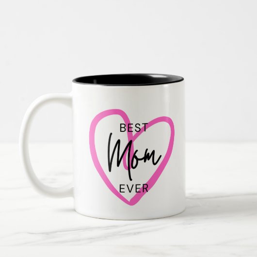 手書きモダンハートシンプル母の日のマグカップ ツートーンマグカップ (左)