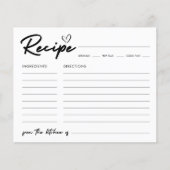 手書きモダンブライダルシャワーレシピカード (正面)