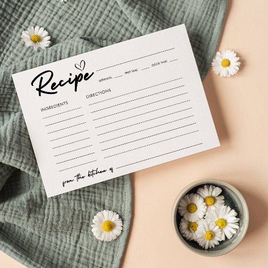 手書きモダンブライダルシャワーレシピカード