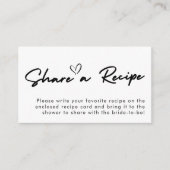 手書きモダンブライダルシャワーレシピ要求 エンクロージャーカード (正面)