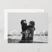 手書きモダンブラシホワイト日付の写真を保存 案内ポストカード (正面/裏面)