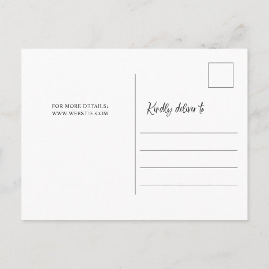 手書きモダンブラシホワイト日付の写真を保存 案内ポストカード (裏面)