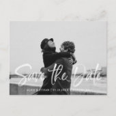 手書きモダンブラシホワイト日付の写真を保存 案内ポストカード (正面)