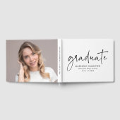 手書きモダンブラックスクリプトフォト卒業 ゲストブック (全面)