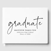 手書きモダンブラックスクリプトフォト卒業 ゲストブック (正面)