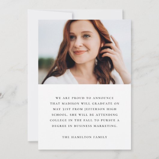 手書きモダンブラックスクリプト2写真卒業 案内状 (裏面)