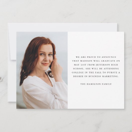 手書きモダンブラックスクリプト3写真卒業 案内状 (裏面)