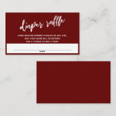 手書きモダンブルゴーニュおむつラッフルチケット エンクロージャーカード (正面/裏面)