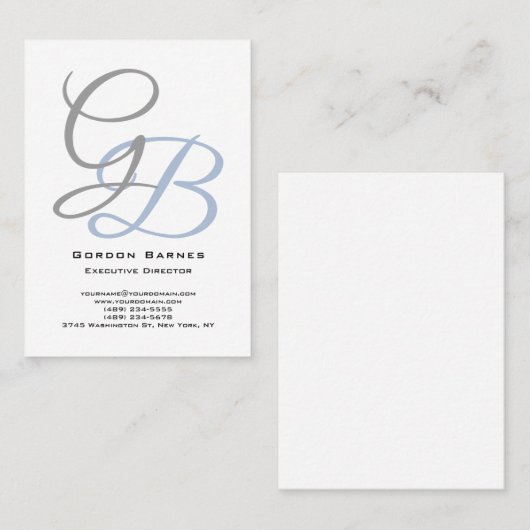 手書きモダンプレーンはっきりしたモノグラムミニマル 名刺 (正面/裏面)