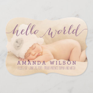 手書きモダンベビー誕生写真のお知らせ 案内状