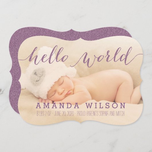 手書きモダンベビー誕生写真のお知らせ 案内状 (正面/裏面)