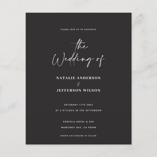 手書きモダン予算結婚式招待状チラシ チラシ (正面)