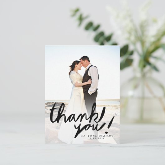 手書きモダン写真ありがとうはがき ポストカード (スタンド正面)