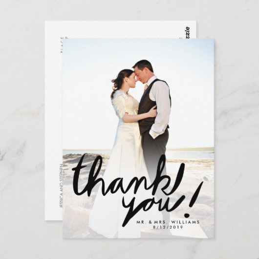 手書きモダン写真ありがとうはがき ポストカード (正面/裏面)