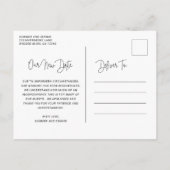 手書きモダン写真のスクリプト日付の変更 案内ポストカード (裏面)