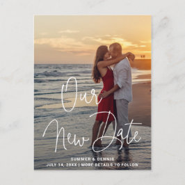 手書きモダン写真のスクリプト日付の変更 案内ポストカード