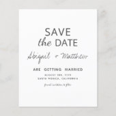 手書きモダン写真の保存日付招待状 (裏面)