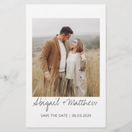 手書きモダン写真の保存日付招待状