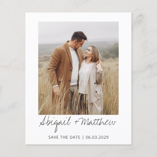 手書きモダン写真の保存日付招待状 チラシ (正面)