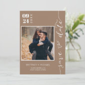 手書きモダン写真の日付タンを保存 セーブザデート (スタンド正面)